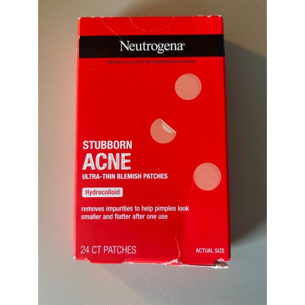 Neutrogena Stubborn Acne Ultra-Thin Blemish Patches Hydrocolloid 24 CT NEW